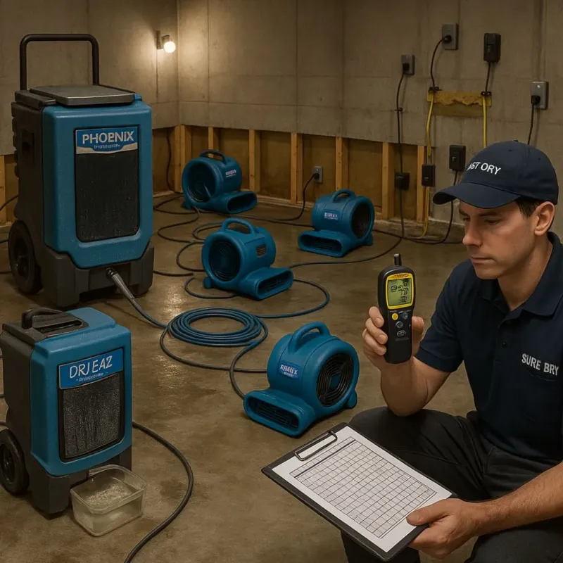 Structural Drying and Dehumidification process in Champlain, NY